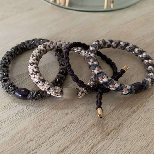 Setjes van 4 haarelastiekjes/armbandjes Bruin/Beige