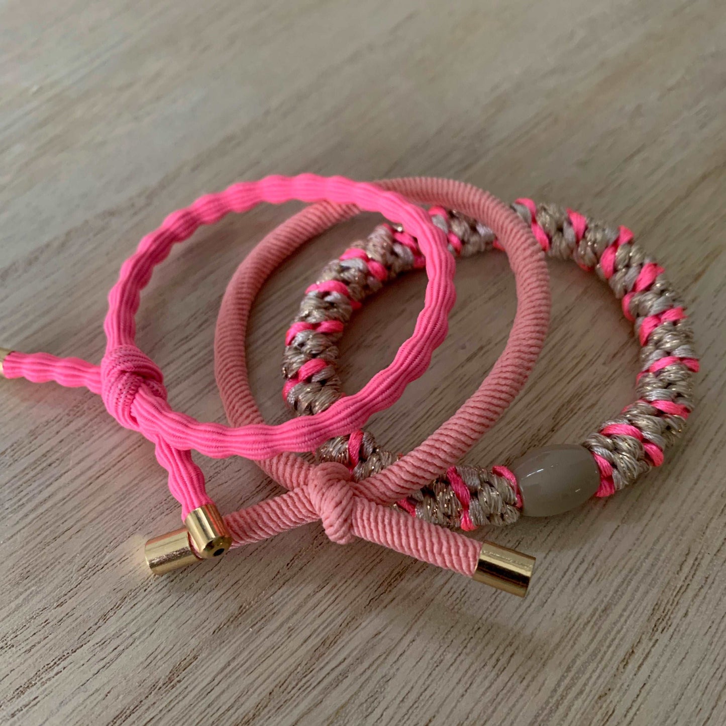 Setje van 3 haarelastiekjes/armbandjes Pink
