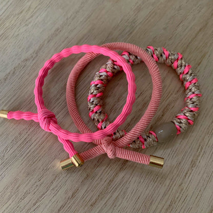 Setje van 3 haarelastiekjes/armbandjes Pink