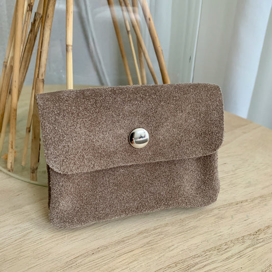 Italiaans suède leder portemonnee Taupe