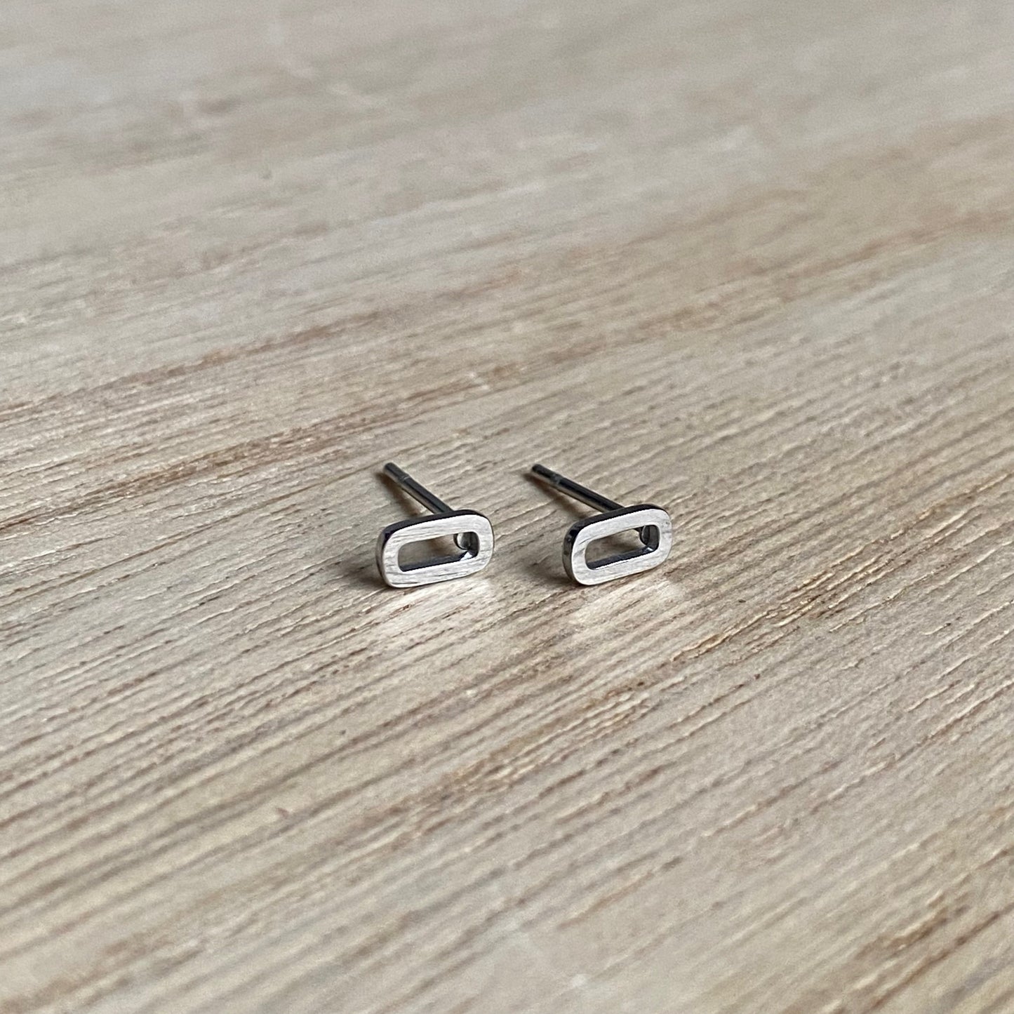 Oorstuds Zilver mini rechthoekjes