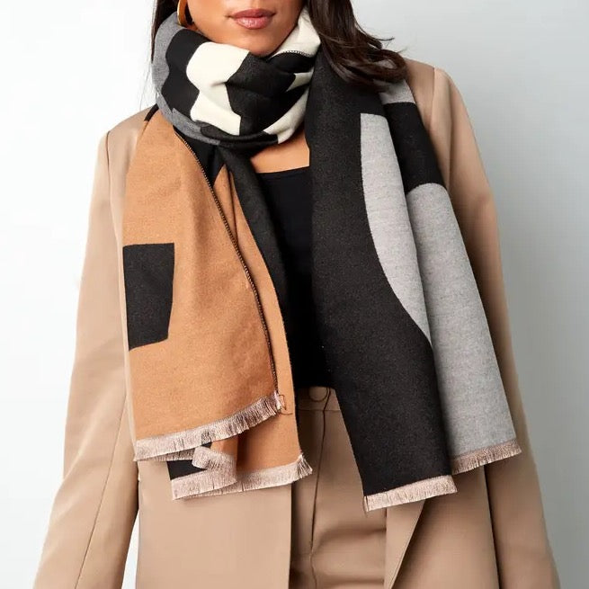 Sjaal Paris Zwart/Camel