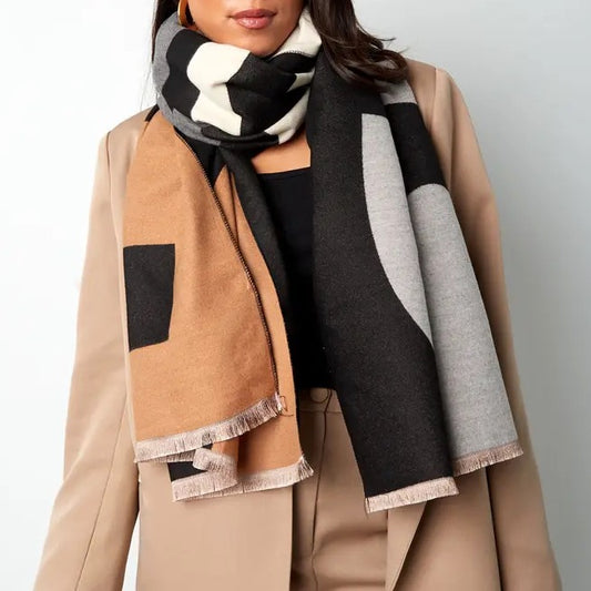 Sjaal Paris Zwart/Camel