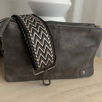 Schoudertasje/crossbody 'New Castel' Antraciet inclusief twee schouderbanden
