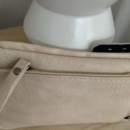 Telefoon- en schoudertasje Naturel, model 'Stud'
