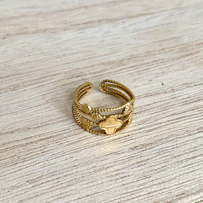 Ring vierlaags vaste bedeltjes- Goud- One Size