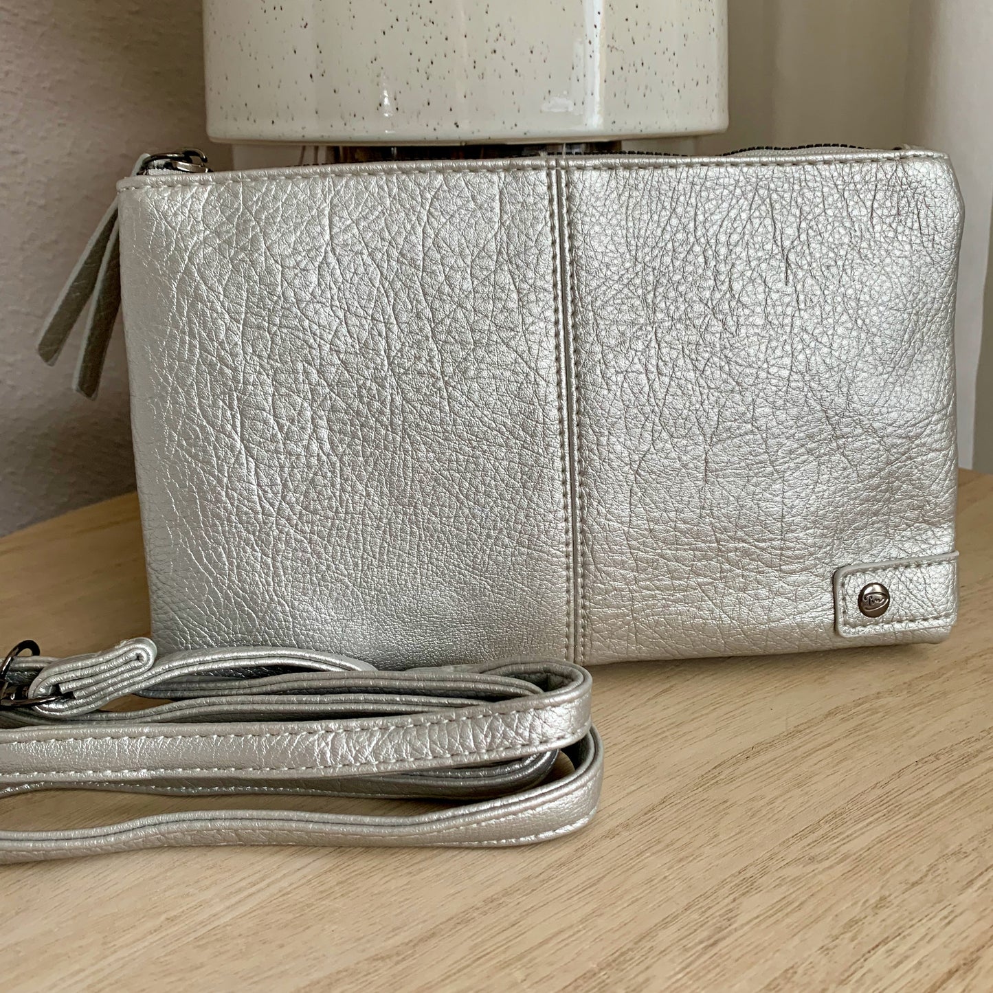 Schoudertasje/crossbody 'New Castel' Zilver inclusief twee banden