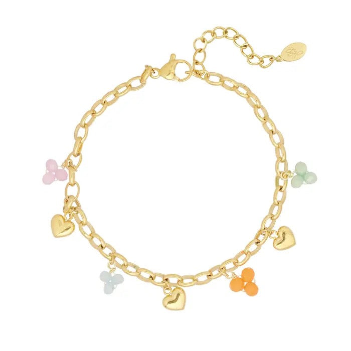 Armbandje bedeltjes hartjes kraaltjes