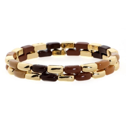 Armband 'Merel' Multi-Khaki-Goud