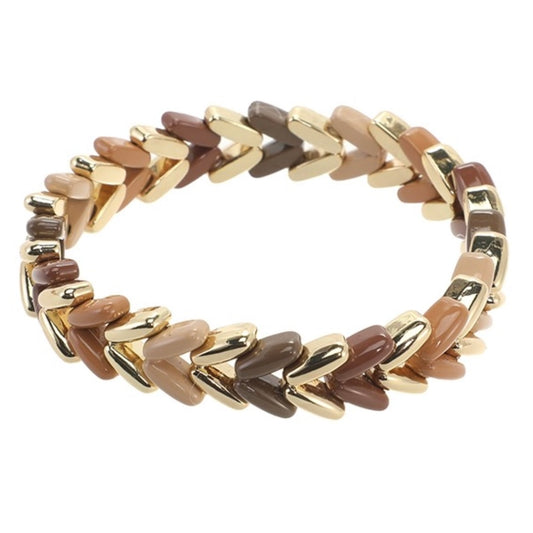 Armband 'Lieke' Hearts Multi-Khaki-Goud